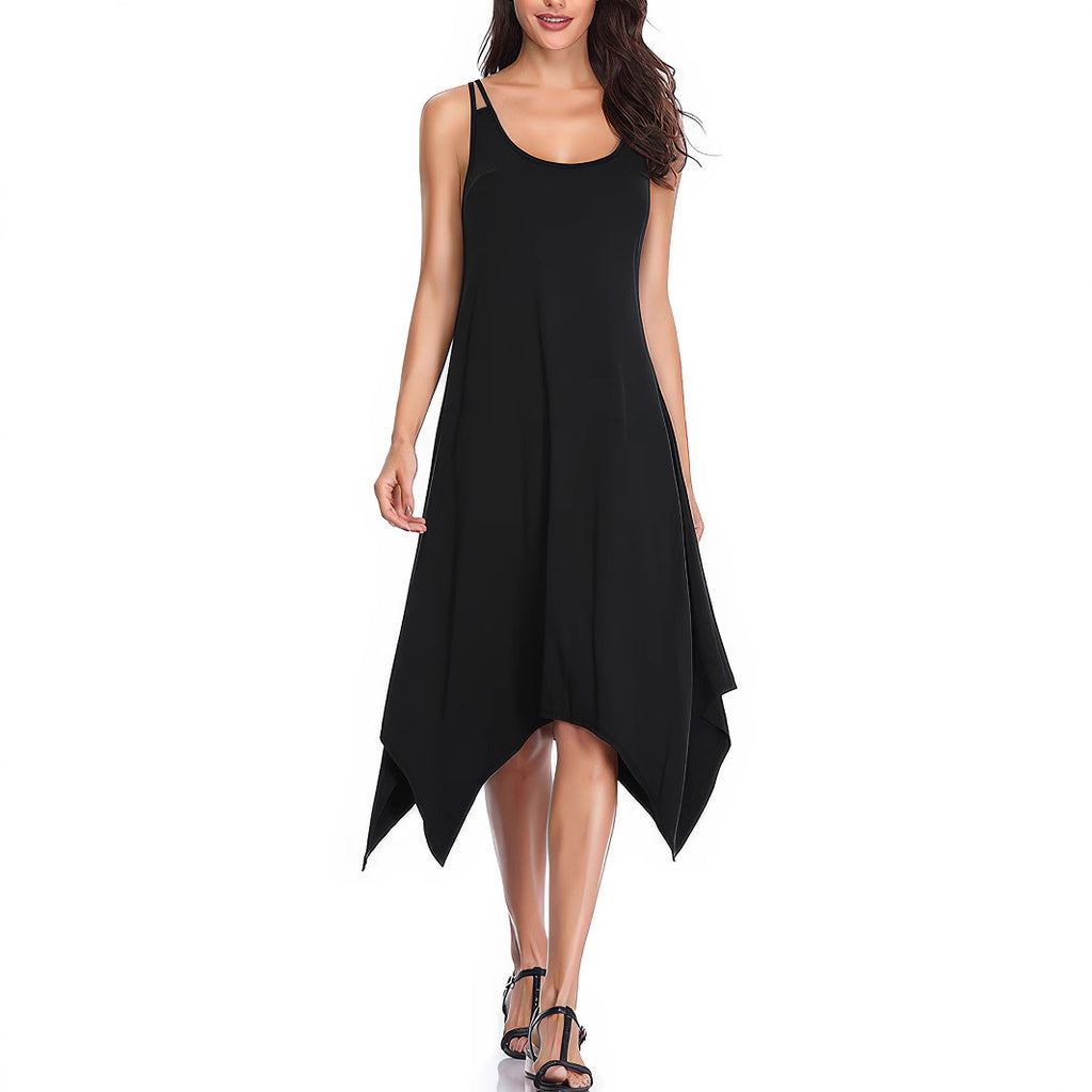 Women's Sleeveless Cutout Asymmetric Midi Dress