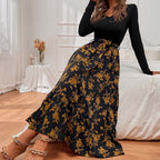 Women's Floral V-Neck Midi Dress