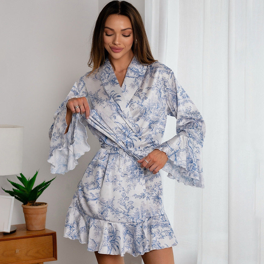 Printed Ruffles Pajamas Lingerie