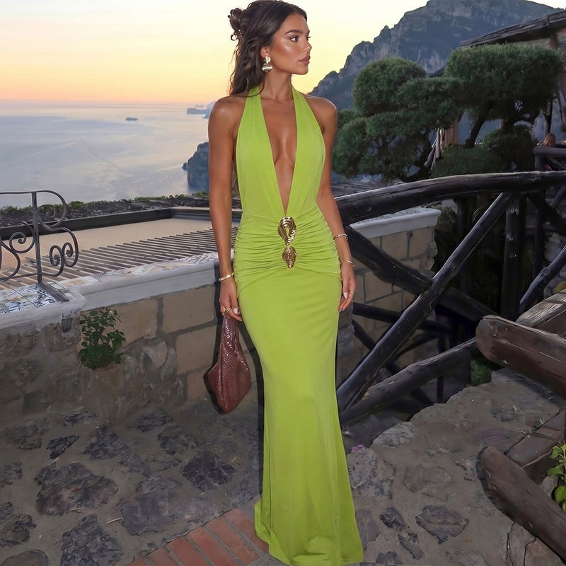 Women's Backless Halter Dress