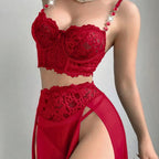 Women's Lace Mesh Split Lingerie Set