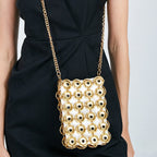 Women's Gold Beaded Crossbody Bag