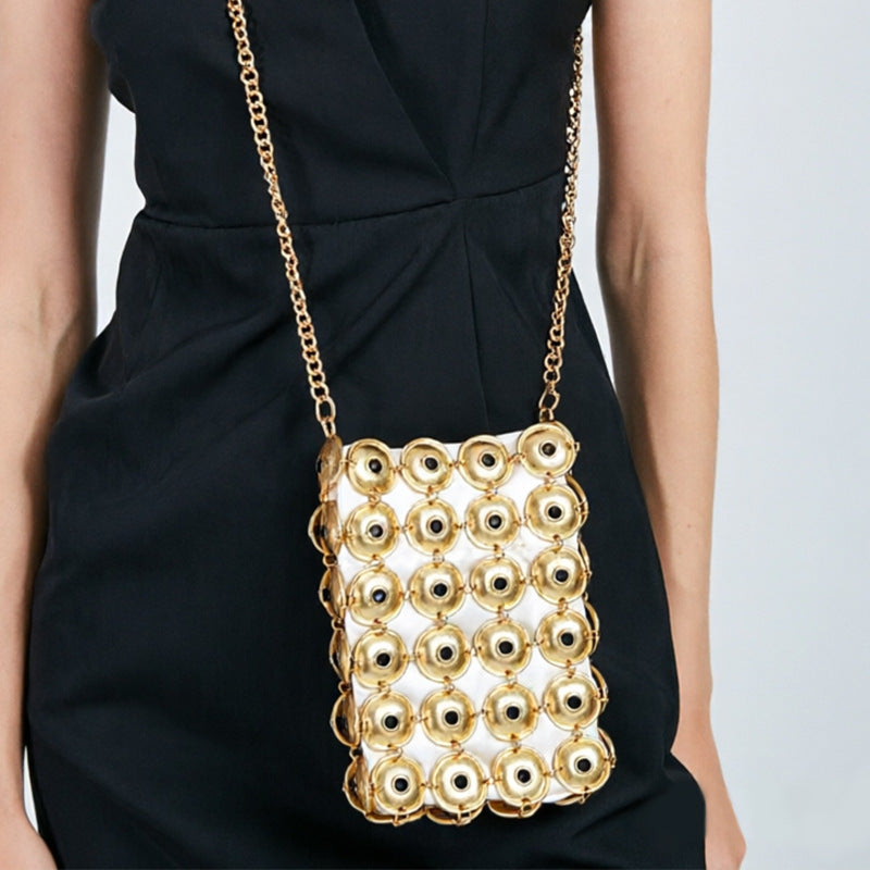 Women's Gold Beaded Crossbody Bag