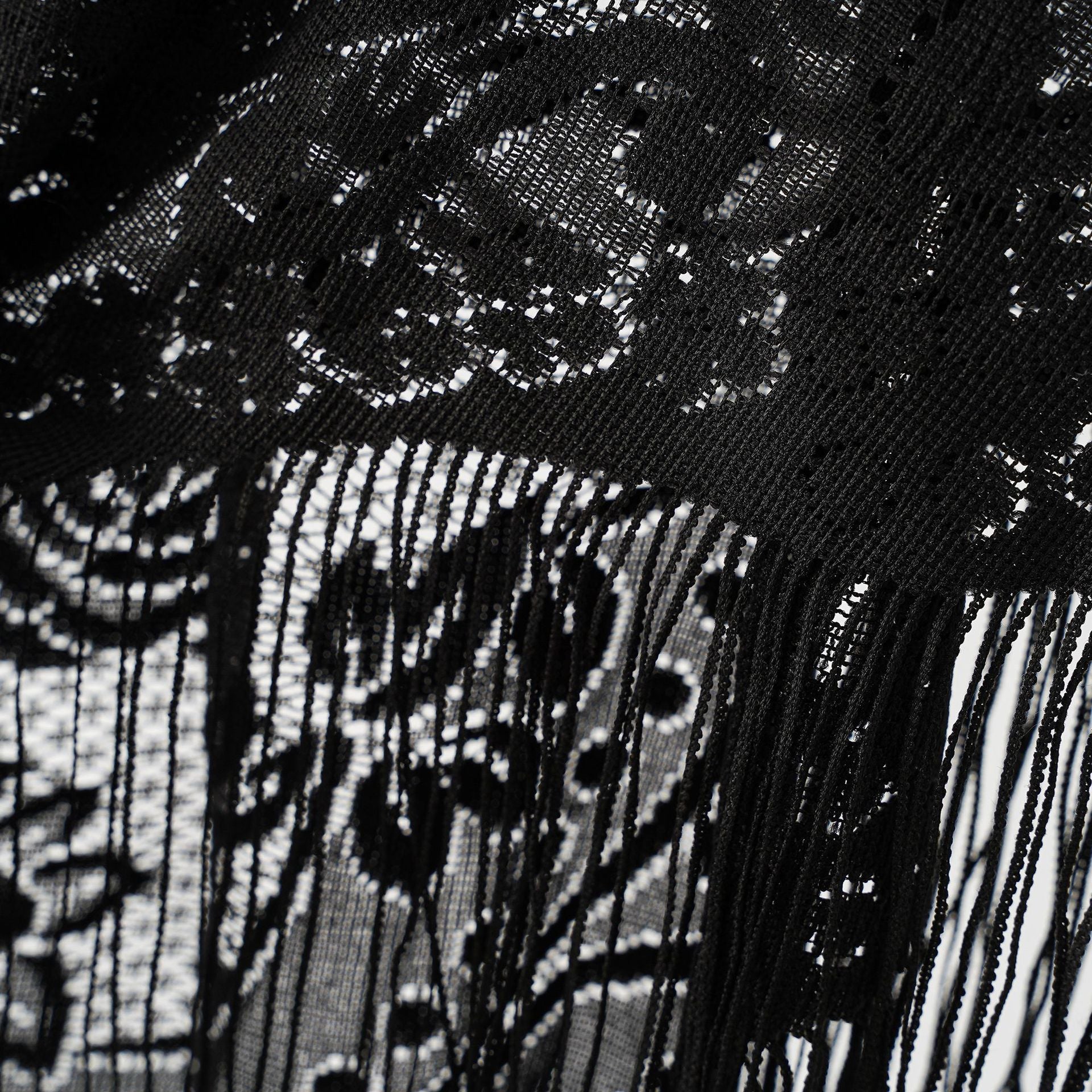 Nylon Hollow Out Cutout Breathable Tassel Triangle Shawl Women Scarf