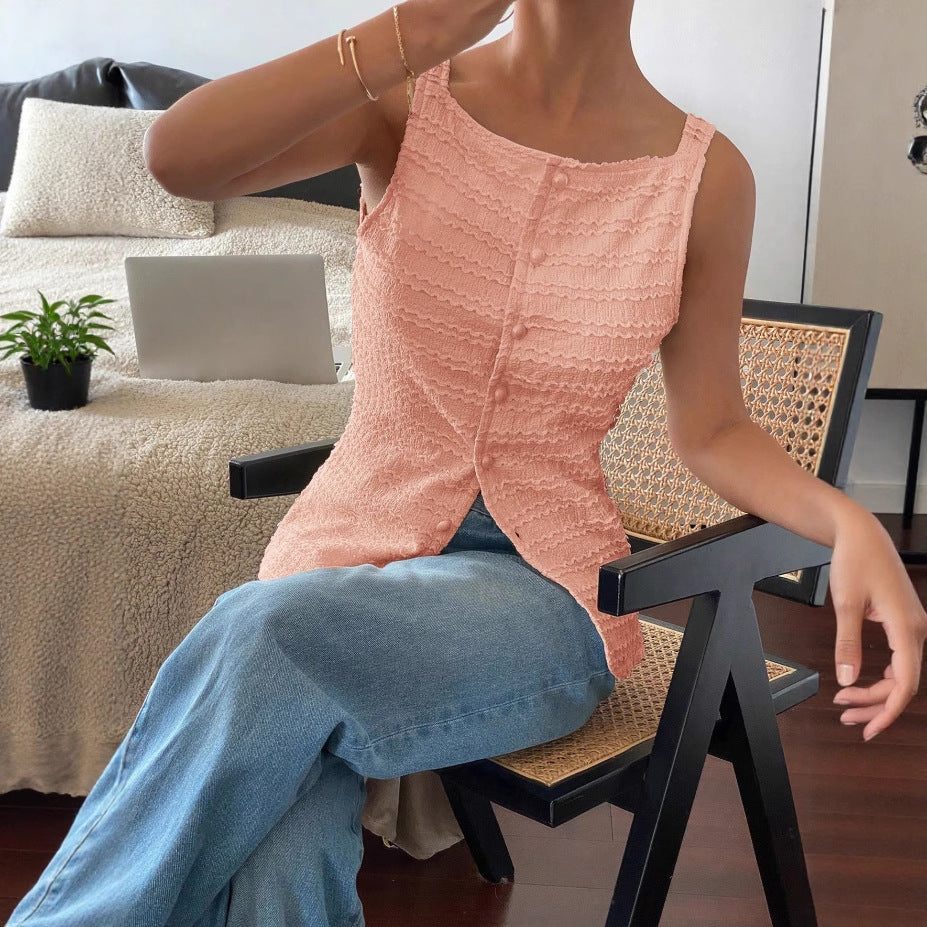 Single Breasted Slim Sleeveless Vest