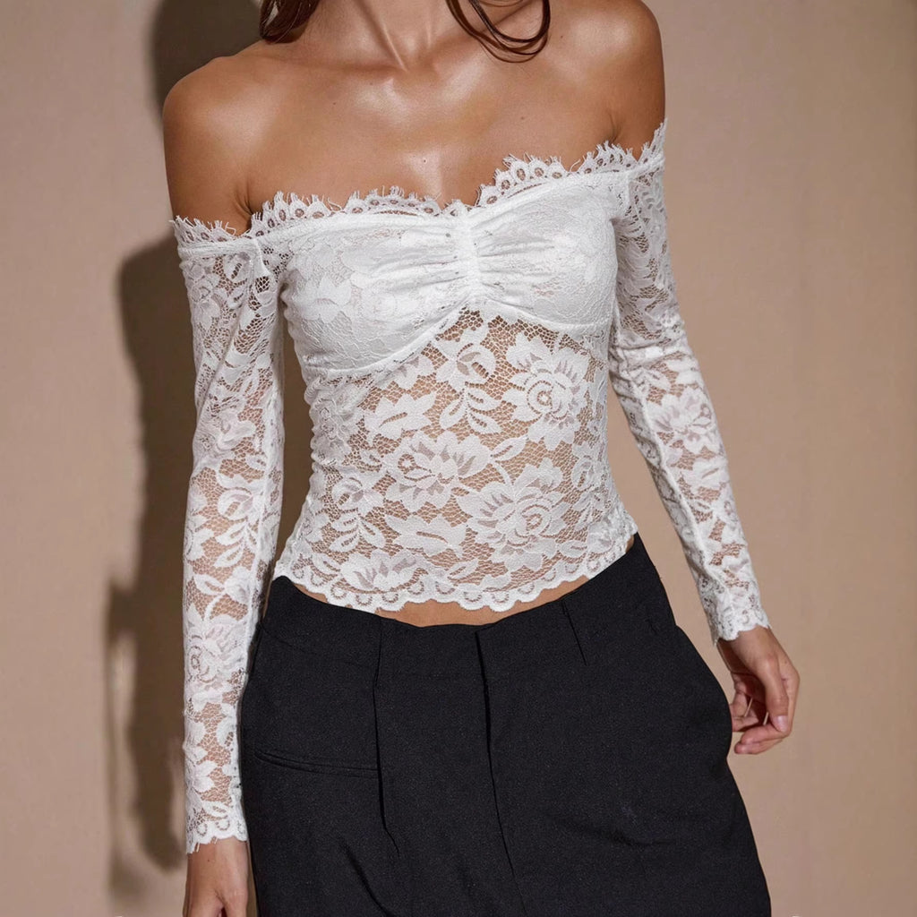White Off-Shoulder Lace Top