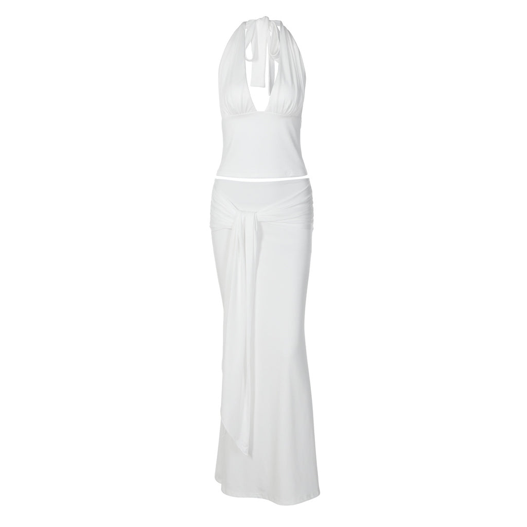 Women's Halter Top & Ribbon Skirt Set