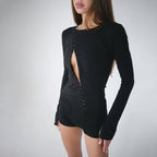 Women's Hook Detail Slim Fit Long Sleeve Top