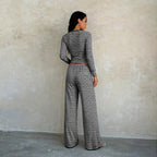 Women's Striped Wide-Leg Two-Piece Set