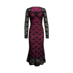 Women's Floral Lace Long Sleeve Bodycon Maxi Dress