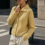 Women's Polo-Collar Cable-Knit Cardigan
