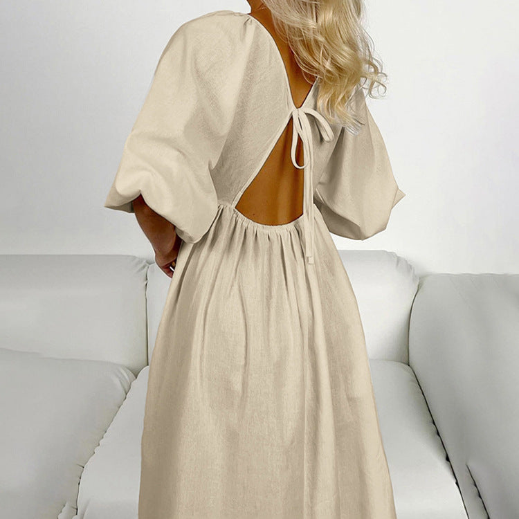 Cotton Hollow-Out Maxi Dress