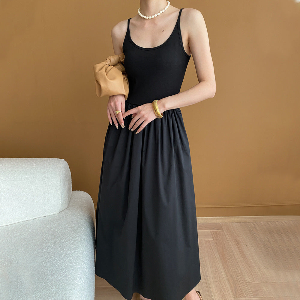 Black Spaghetti-Strap A-Line Maxi Dress