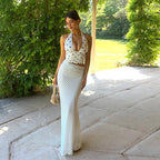 Women's Polka-Dot Halter Maxi Dress