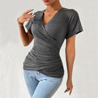 Women's Deep-V Pleated Knit Top