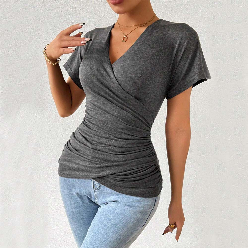 Women's Deep-V Pleated Knit Top