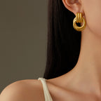 Geometric Gold Thread Earrings