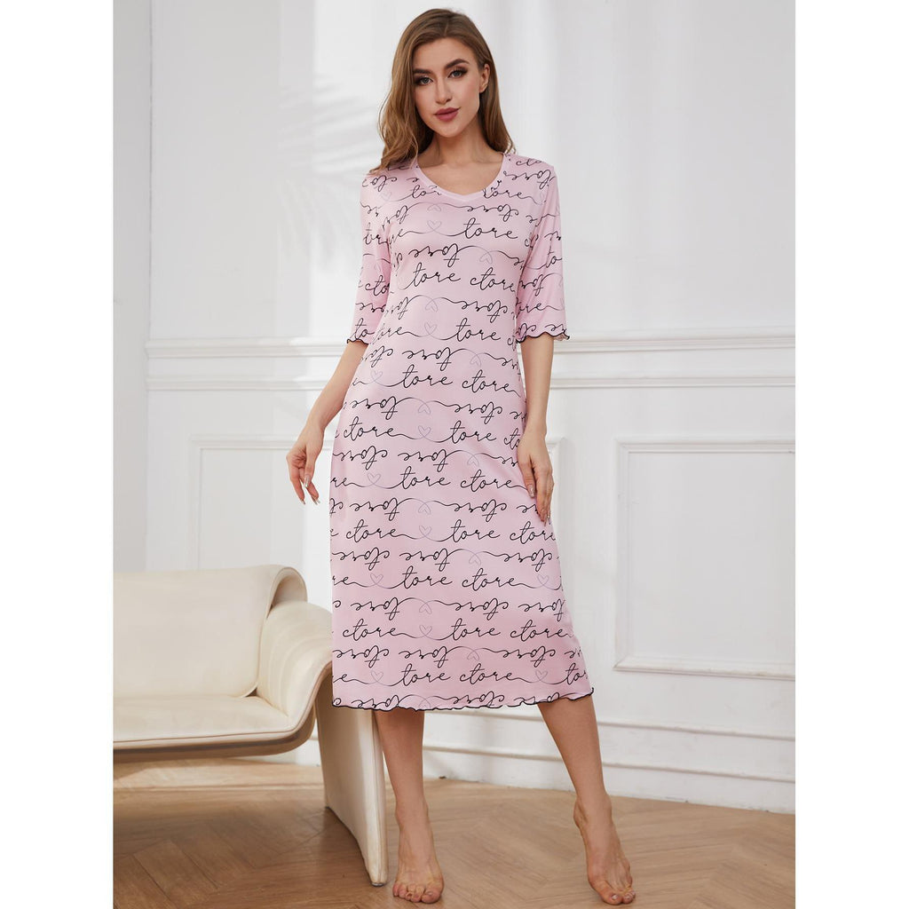 Nightdress Women Summer Thin Casual Short Sleeve Long Home Women