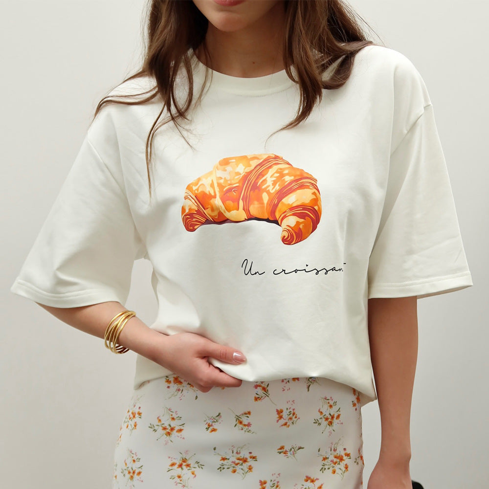 Women’s Croissant Graphic Cotton T Shirt
