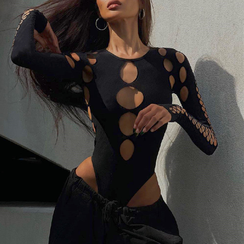 Autumn Hollow Out Slim Fit Jumpsuit