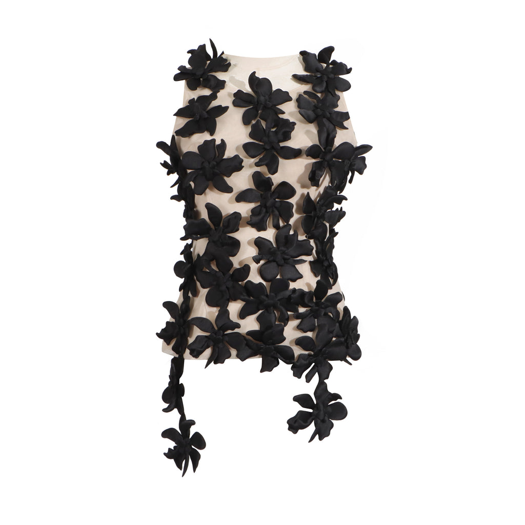 Women's Floral Mesh Embroidered Sleeveless Top