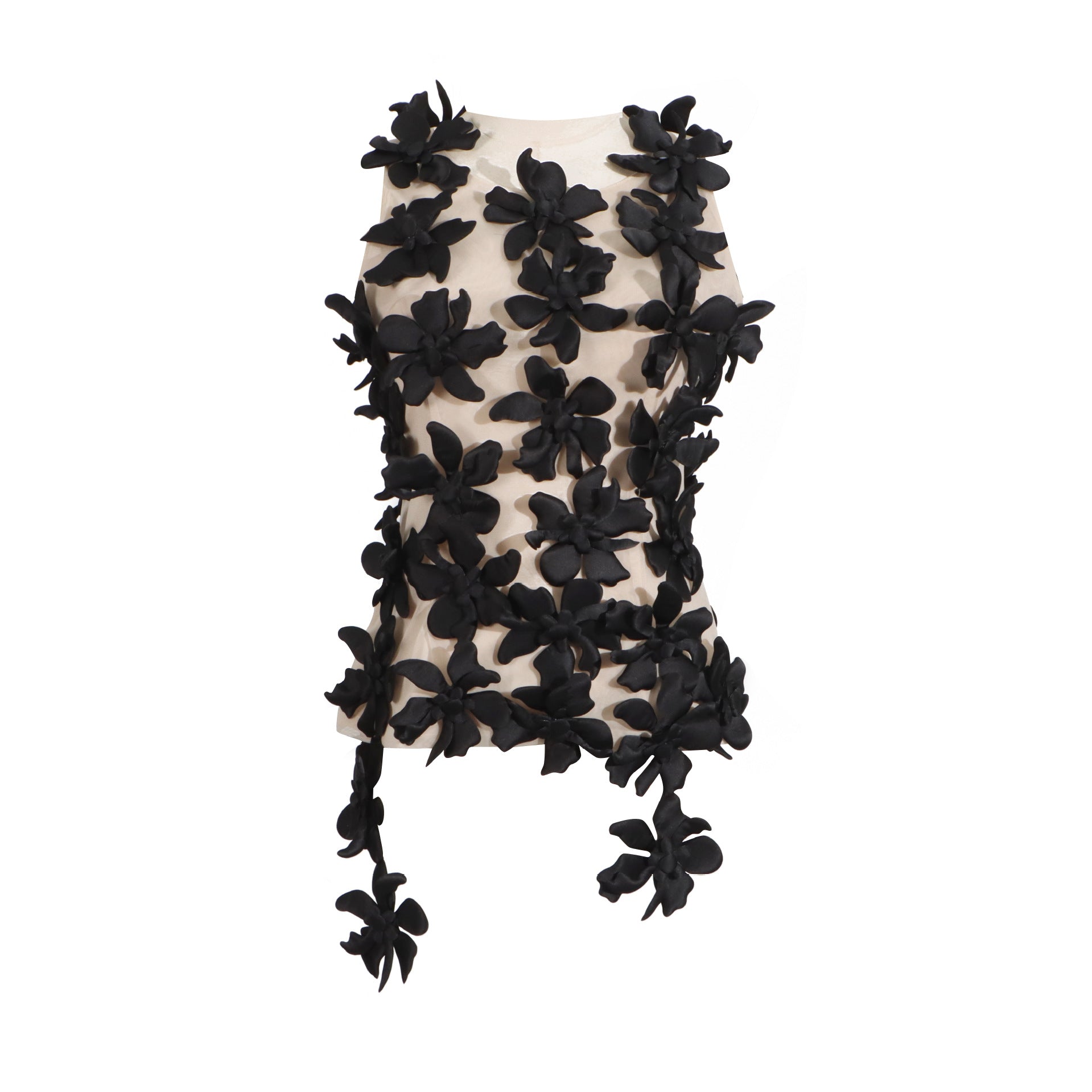 Women's Floral Mesh Embroidered Sleeveless Top
