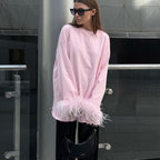 Feather-Stitching Long-Sleeve T-Shirt