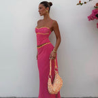 French Sweet Casual Chiffon Lace Vest Skirt Set Women