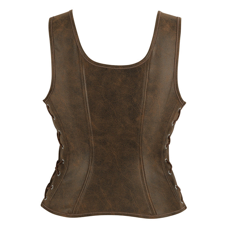 Three Side Rope Adjustable Retro Design Ladies Vest Court