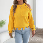 Autumn Winter Casual off the Shoulder Cut out Long Sleeve