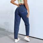 Casual High Waist All Matching Women Jeans Tapered Pants