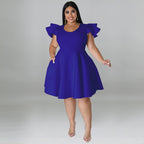 Plus Size Ruffle-Sleeve Swing Dress