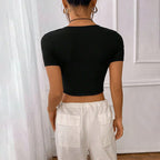 Women's Asymmetric Twisted Knit Crop Top
