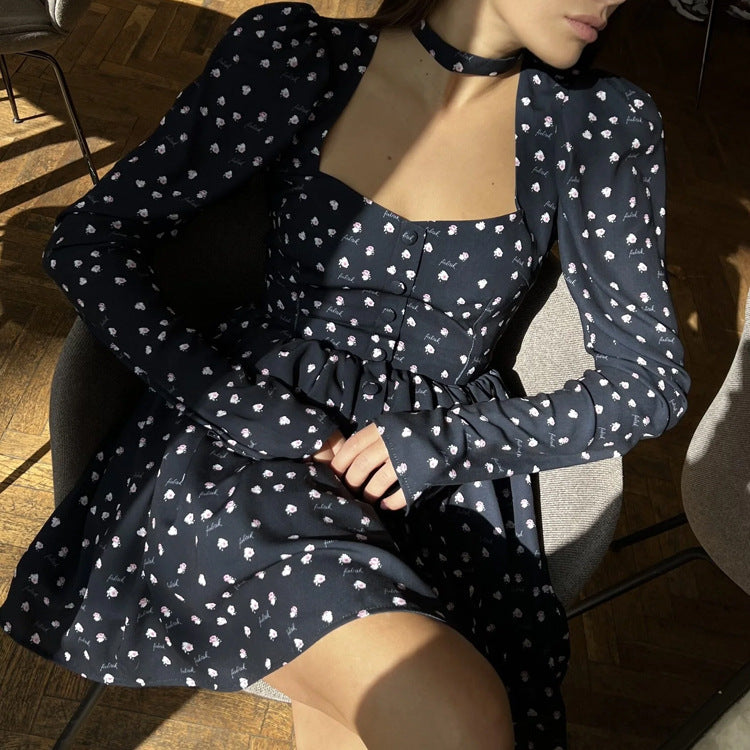 Tea Break Dress Collar Square Collar Long