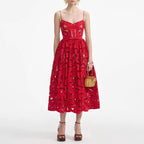 Sexy Dress Water Soluble Embroidery Sleeveless Backless High Waist Slimming Dress Women Autumn