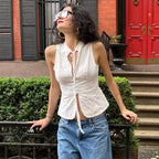 Women's Women's's Street Bare Cropped Slim Fit Lace Up Sleeveless Vest Top