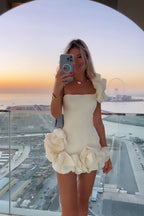 Women's One-Shoulder Ruffle 3d Mini Dress