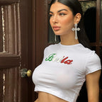 Women’s Graphic Letter Cropped T-Shirt
