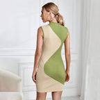 Women’s Color-Block Ribbed Slim Sheath Dress