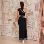 Women's One-Shoulder Cutout Asymmetric Maxi Dress