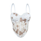 Women's Floral Embroidered Boned Corset Top