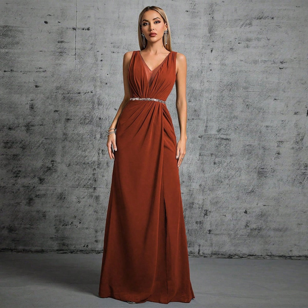 Women's V-Neck Sequin Formal Evening Dress