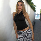 's Sleeveless Backless Slim Fit Tied Halter Vest Top