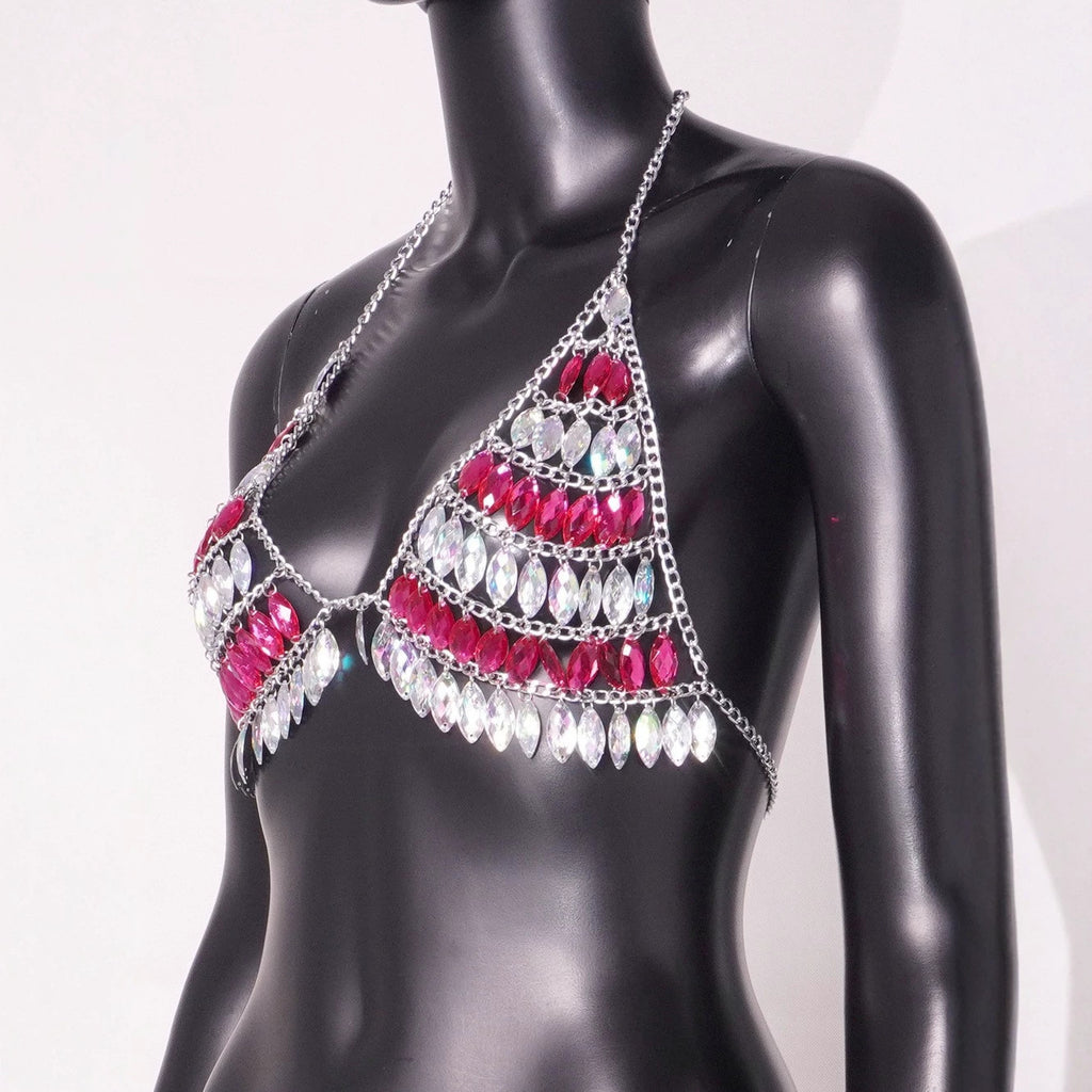 Carnival Music Festival Party Body Cha Sexy Color Sexy Chest Necklace Multi Layer Sling Decoration