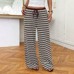 Striped Lazy Loose Casual Retro Korean Small Pants Draping