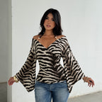 Animal Print Beaded Halter Top