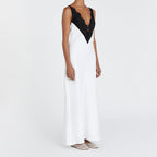 Lace Contrast Backless Cami Dress