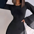 Women's Big Bell Sleeve Dress Backless Women