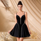 Women's Black Velvet Mini Dress