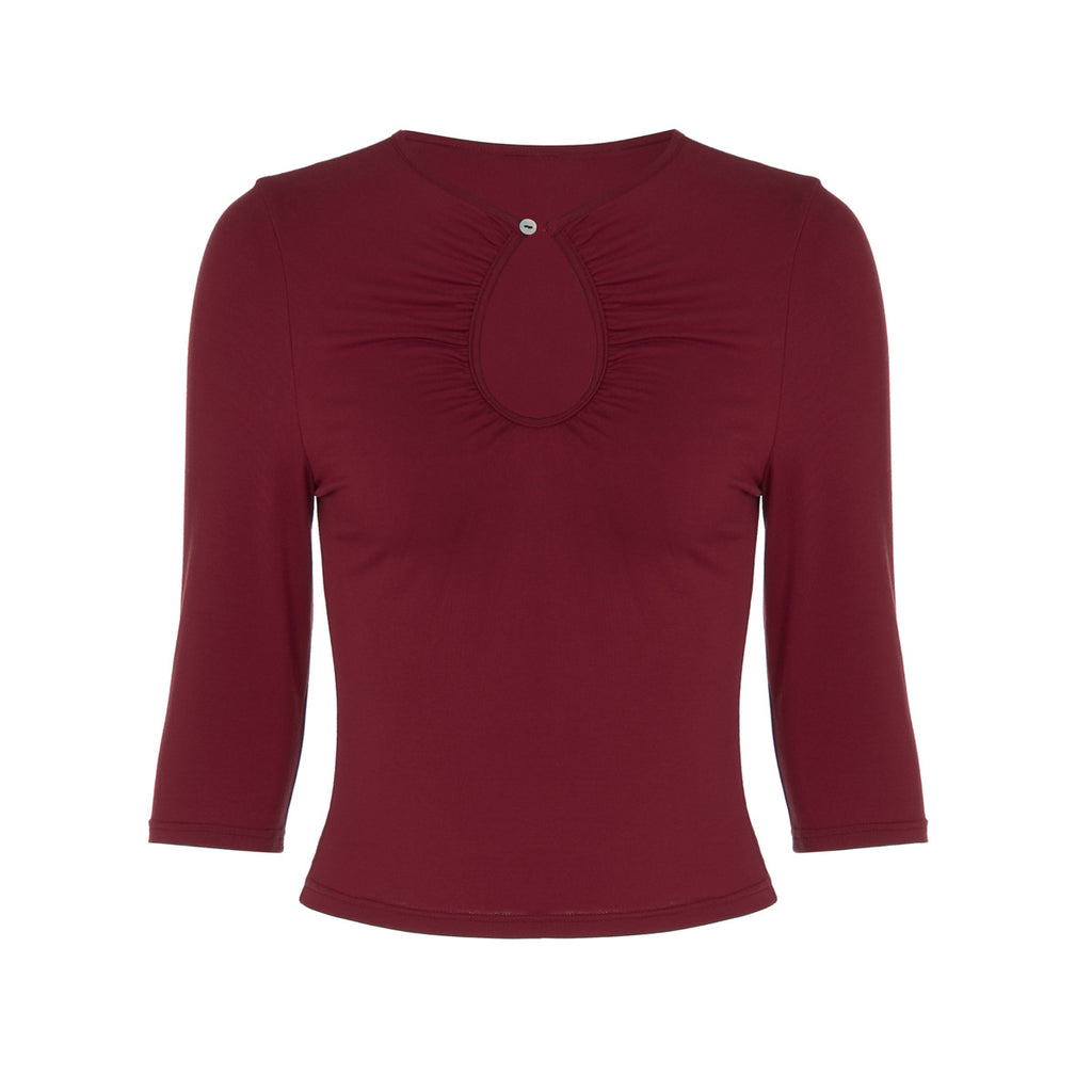 Women's Women Clothing Autumn Sexy Water Drop Collar Button Solid Color Long Sleeved Top Women